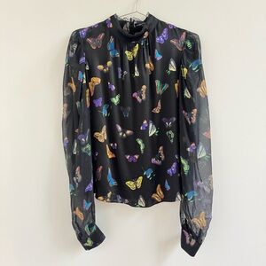 Generation Love Black Butterfly Print Top